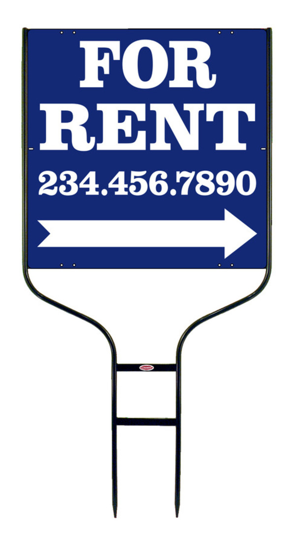 For Rent Round Rod Sign Units with Large, Bold Text, 24h x 24w, Black